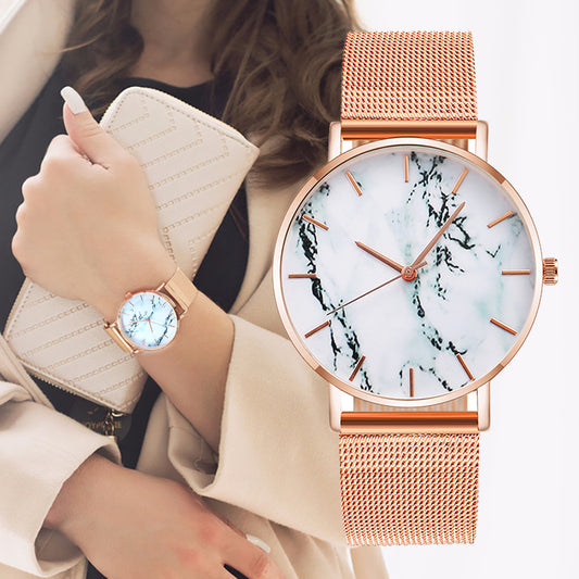 Fashion Rose Gold Marble Female watch